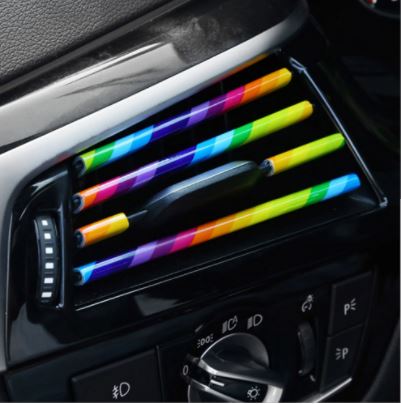 Juego de molduras decorativas para la rejilla de ventilación del aire acondicionado del coche, diseño de arco iris