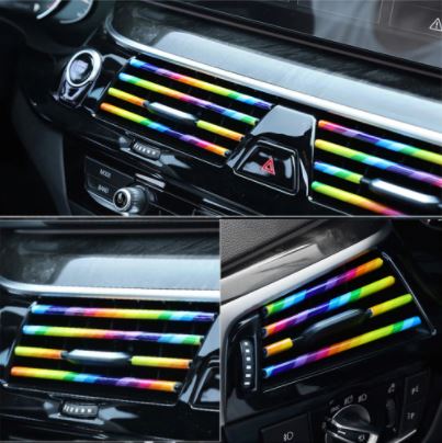 Juego de molduras decorativas para la rejilla de ventilación del aire acondicionado del coche, diseño de arco iris