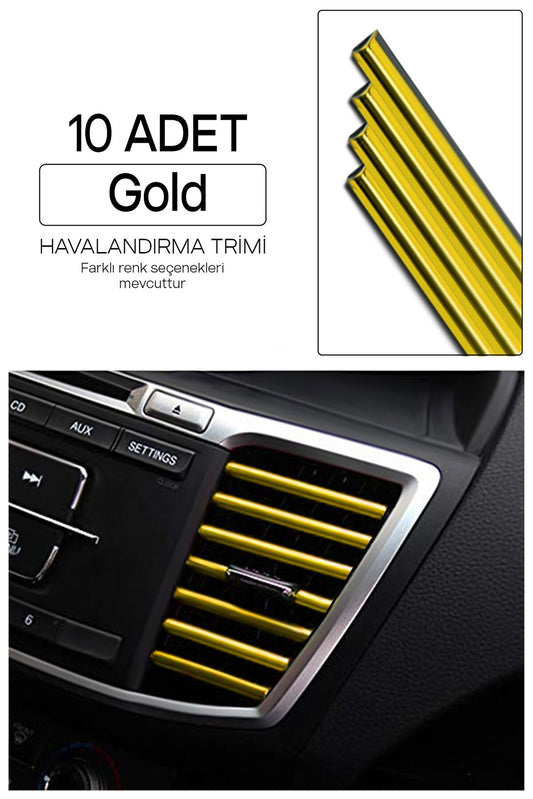 Rejilla de ventilación de aire acondicionado para coche, embellecedor decorativo de oro