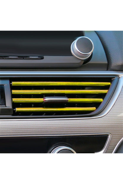 Rejilla de ventilación de aire acondicionado para coche, embellecedor decorativo de oro