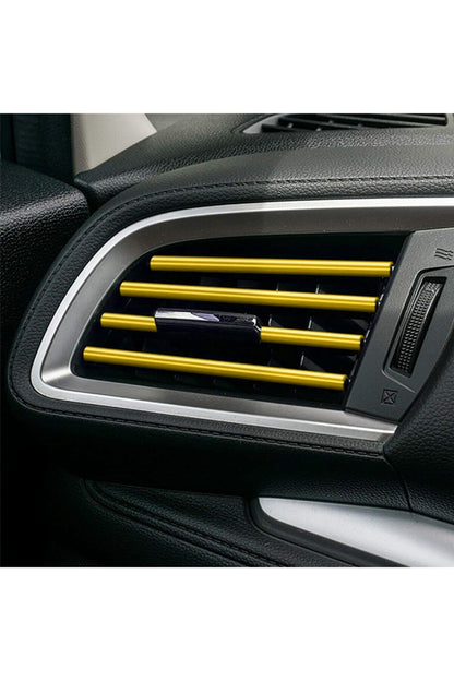 Rejilla de ventilación de aire acondicionado para coche, embellecedor decorativo de oro