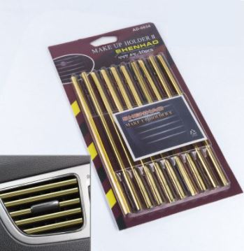 Rejilla de ventilación de aire acondicionado para coche, embellecedor decorativo de oro