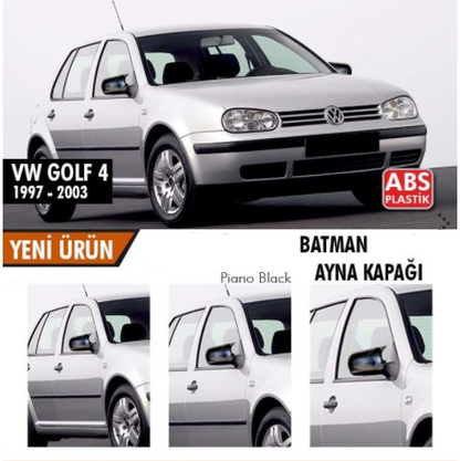 Vw Golf 4 1997-2003 Cubierta de Espejo de Murciélago Batman Plástico ABS Negro Piano