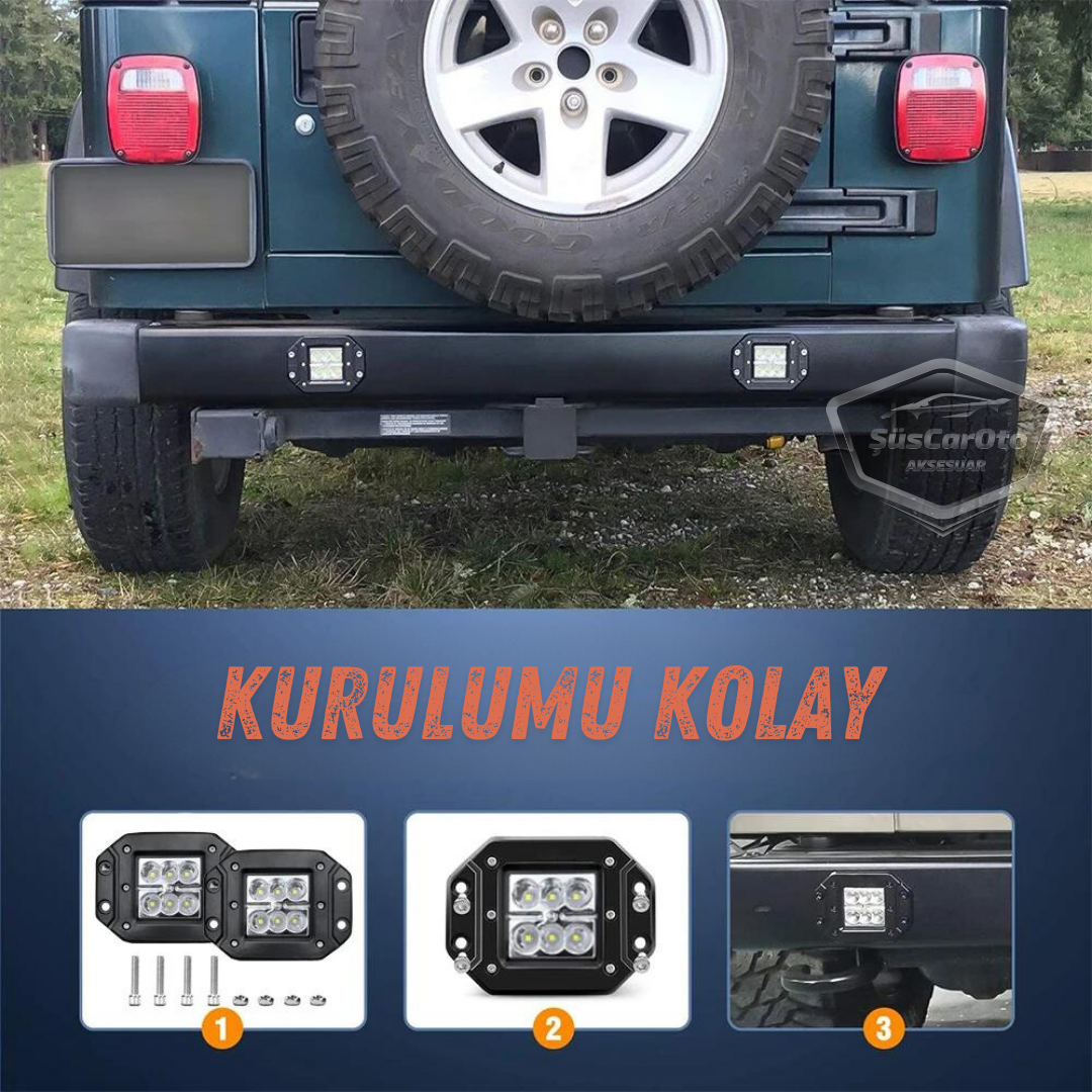Faro LED empotrable, blanco, 6 LED, para coche, moto, todoterreno, 18W, metálico, antiniebla, de trabajo, 12V-24V, 1 unidad, ONG29