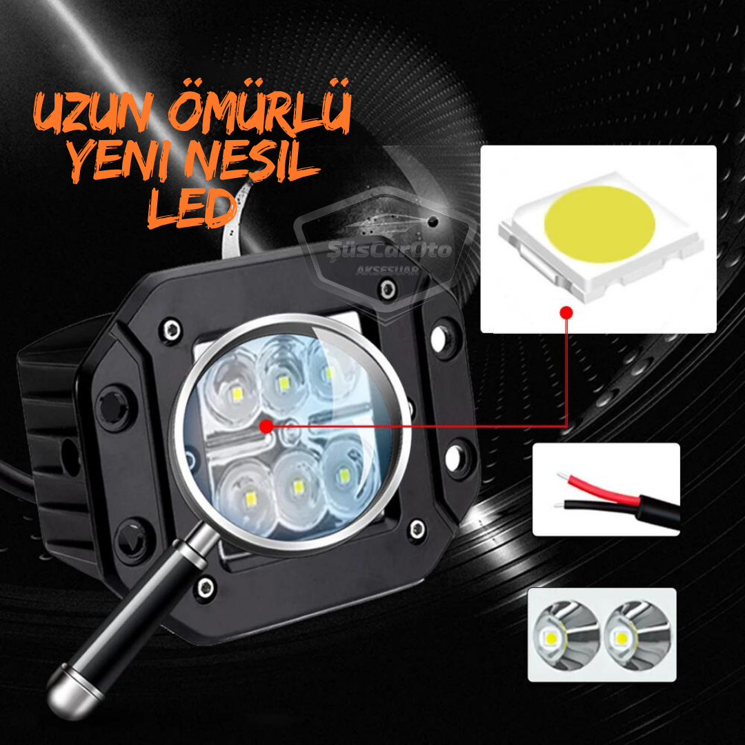 Faro LED empotrable, blanco, 6 LED, para coche, moto, todoterreno, 18W, metálico, antiniebla, de trabajo, 12V-24V, 1 unidad, ONG29