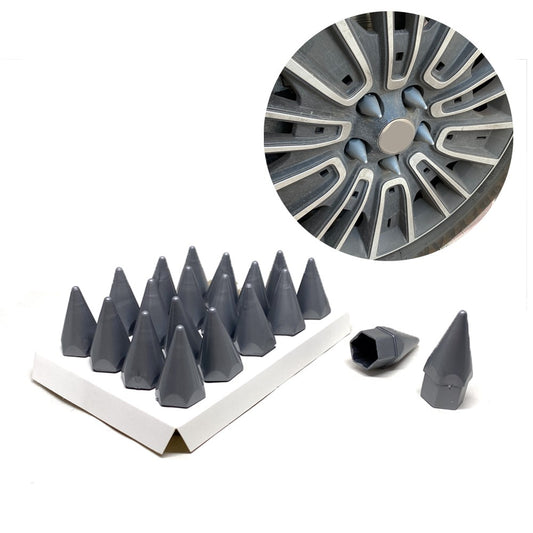 Juego de 20 tapas de tuerca de rueda con punta, con herramienta de extracción, 17 mm-19 mm, gris