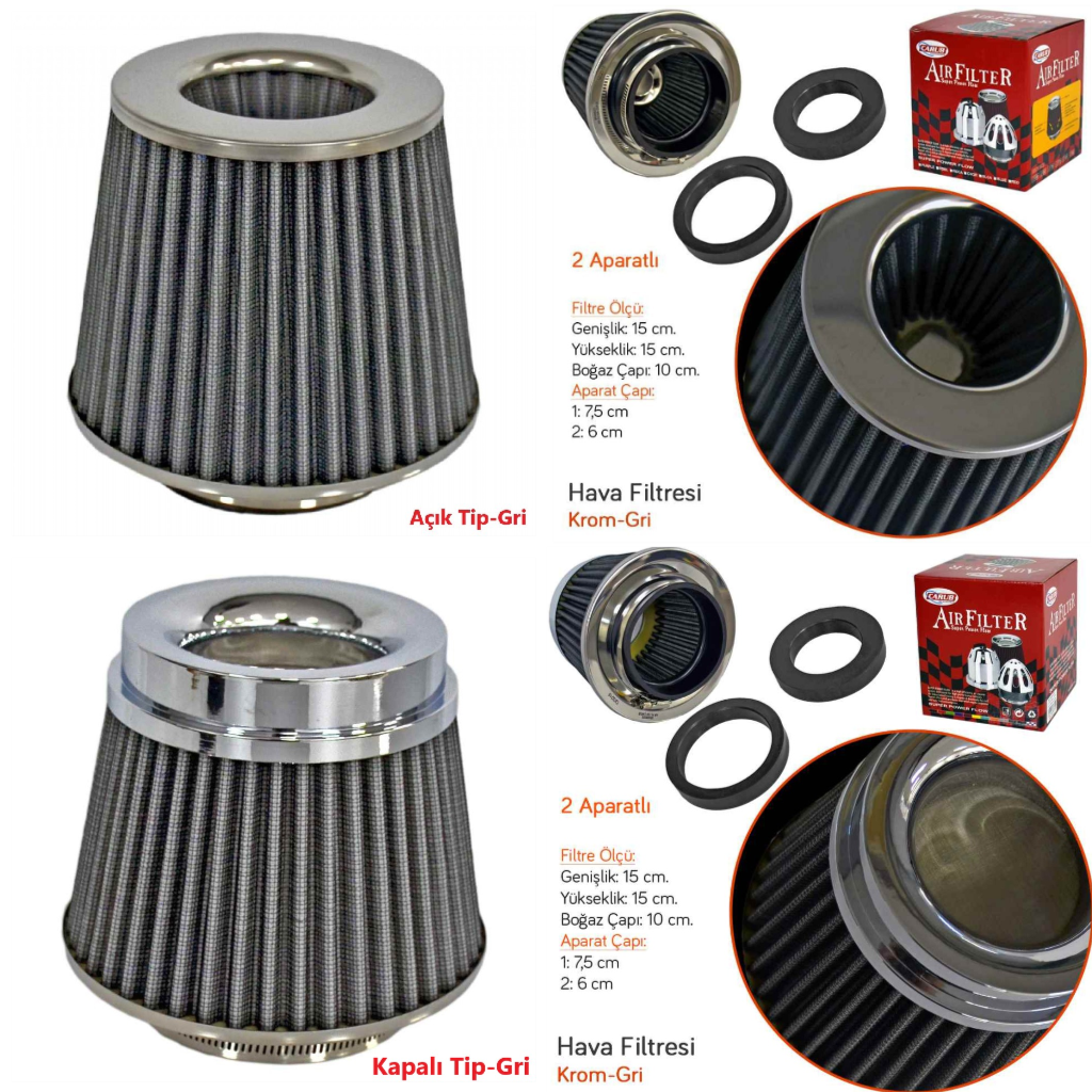 Filtro de aire universal de sonido y rendimiento mejorado +6 HP con adaptador