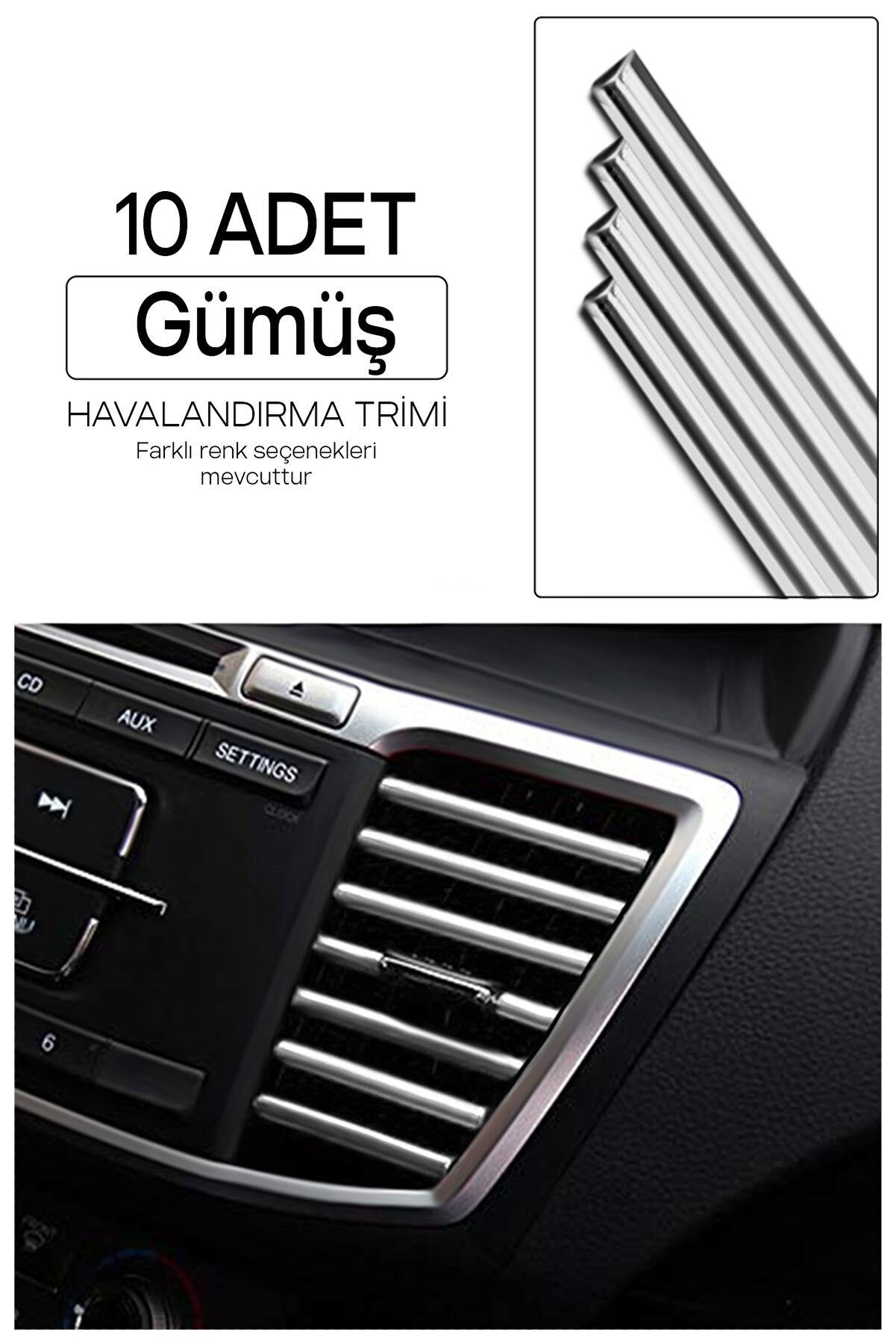 Juego de embellecedores decorativos de rejilla de ventilación de aire acondicionado de coche plateados