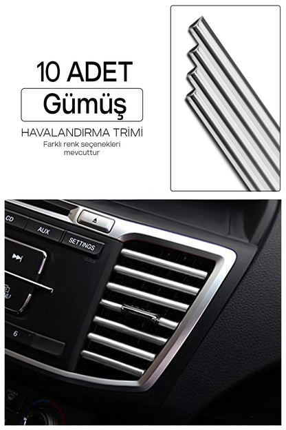 Juego de embellecedores decorativos de rejilla de ventilación de aire acondicionado de coche plateados