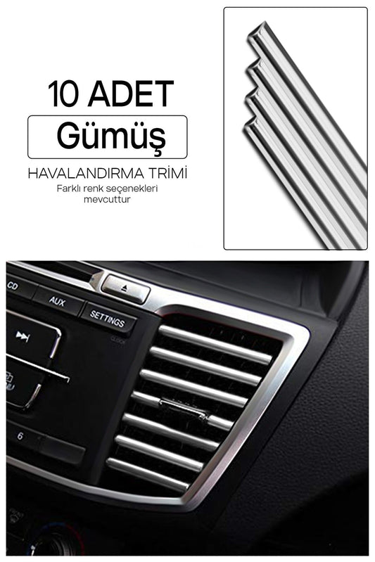 Juego de embellecedores decorativos de rejilla de ventilación de aire acondicionado de coche plateados