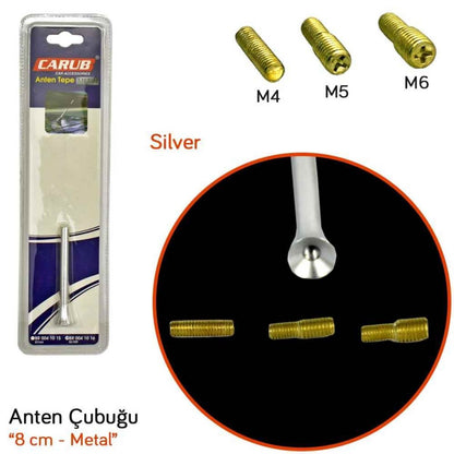 Carub Antena Universal de Techo Metálica 8 cm Plateada