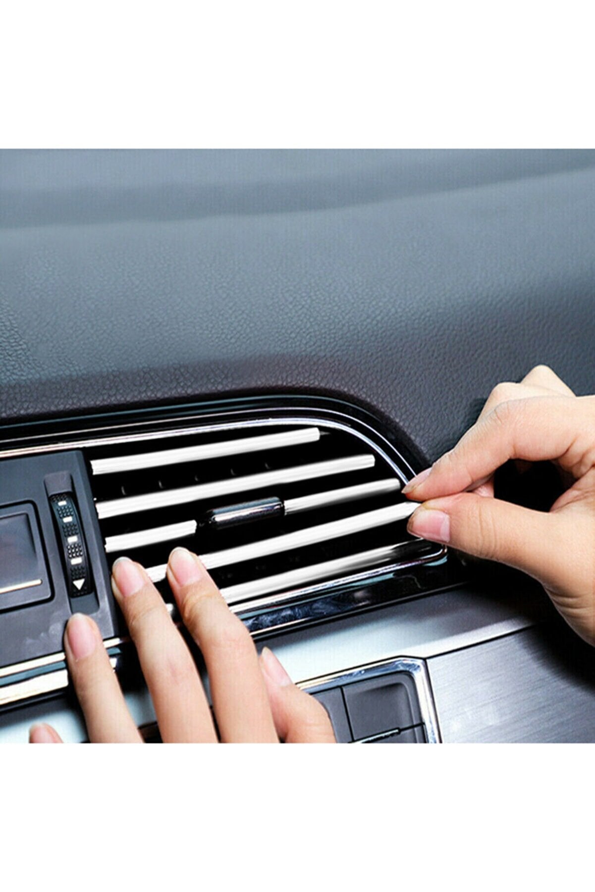 Juego de embellecedores decorativos de rejilla de ventilación de aire acondicionado de coche plateados