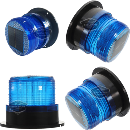 Lámpara de techo estroboscópica magnética solar, tipo redonda, para todoterreno, ambulancia, camión de bomberos, rescate, estroboscópica, impermeable, azul, inalámbrica