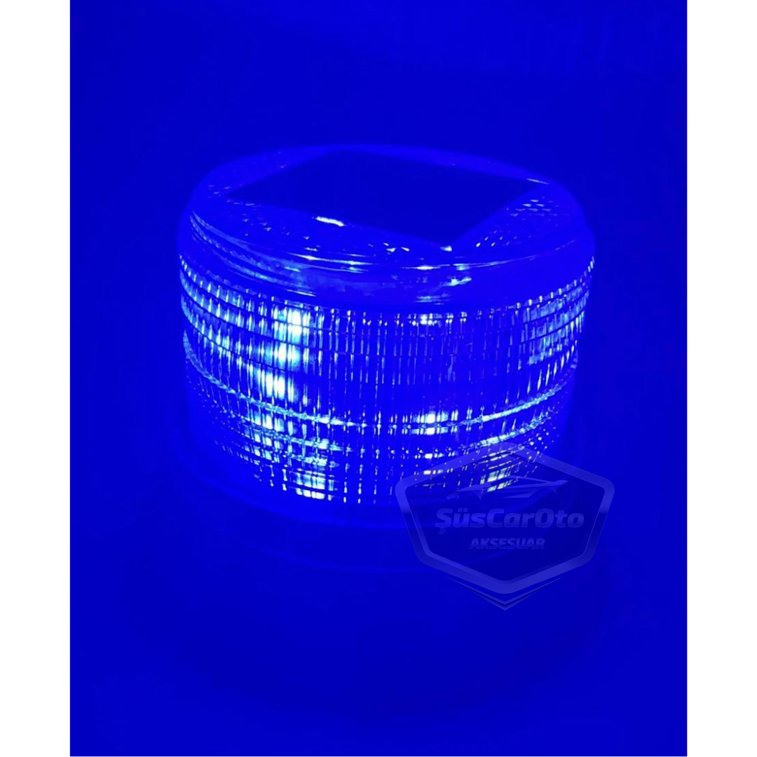 Lámpara de techo estroboscópica magnética solar, tipo redonda, para todoterreno, ambulancia, camión de bomberos, rescate, estroboscópica, impermeable, azul, inalámbrica