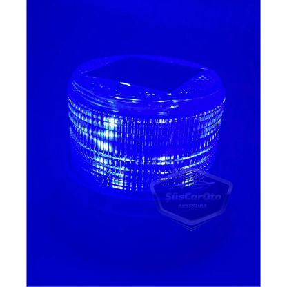 Lámpara de techo estroboscópica magnética solar, tipo redonda, para todoterreno, ambulancia, camión de bomberos, rescate, estroboscópica, impermeable, azul, inalámbrica
