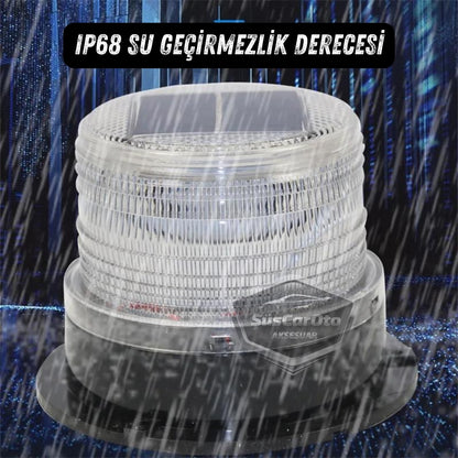 Lámpara de techo estroboscópica magnética solar, tipo redonda, para todoterreno, ambulancia, camión de bomberos, rescate, estroboscópica, impermeable, azul, inalámbrica