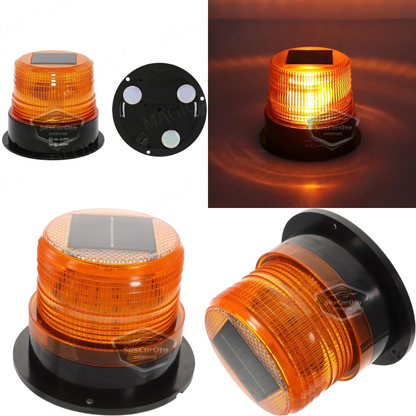 Lámpara de techo estroboscópica magnética solar redonda, tipo Off Road, para ambulancia, bomberos, rescate, baliza estroboscópica, impermeable, naranja, inalámbrica