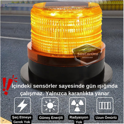 Lámpara de techo estroboscópica magnética solar redonda, tipo Off Road, para ambulancia, bomberos, rescate, baliza estroboscópica, impermeable, naranja, inalámbrica