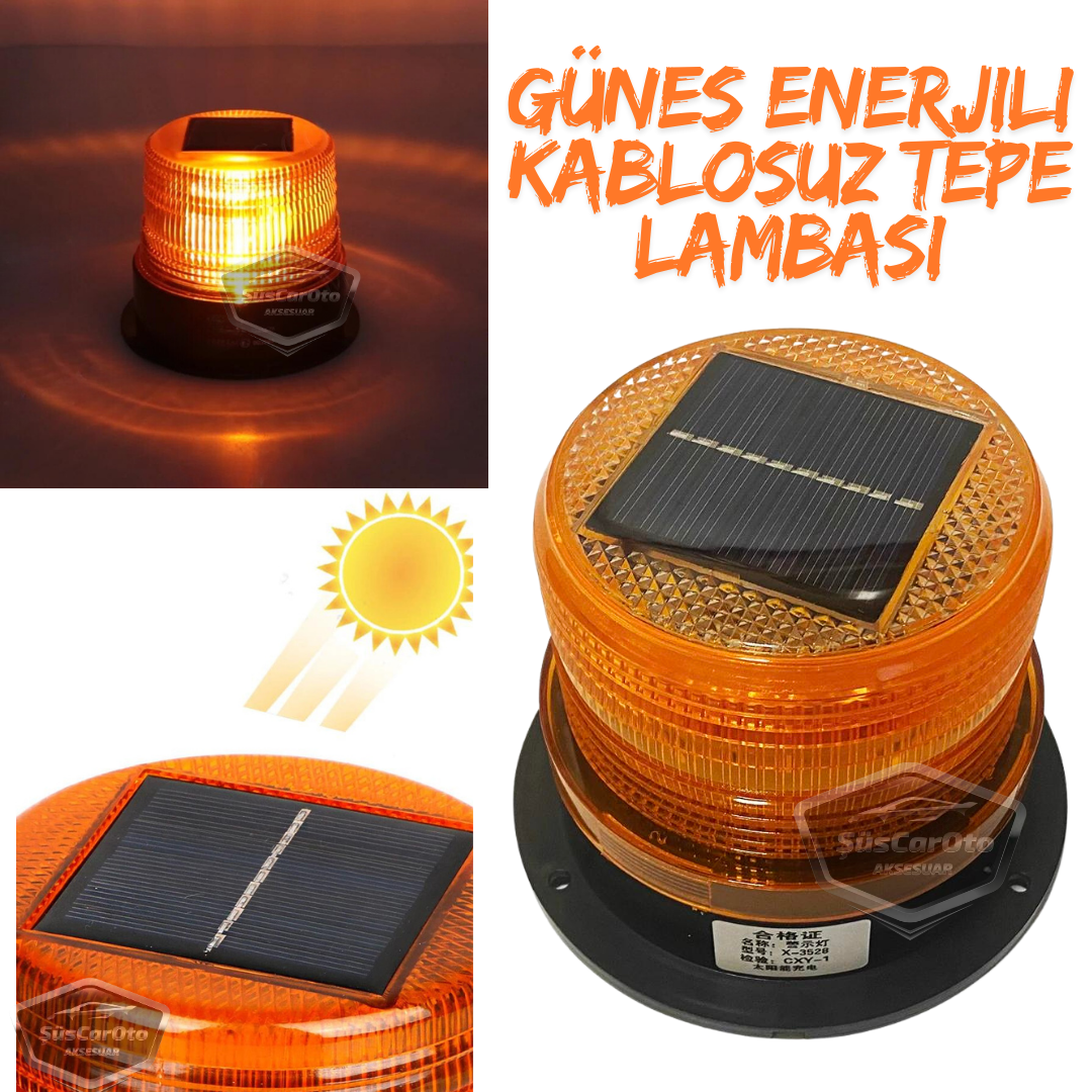 Lámpara de techo estroboscópica magnética solar redonda, tipo Off Road, para ambulancia, bomberos, rescate, baliza estroboscópica, impermeable, naranja, inalámbrica