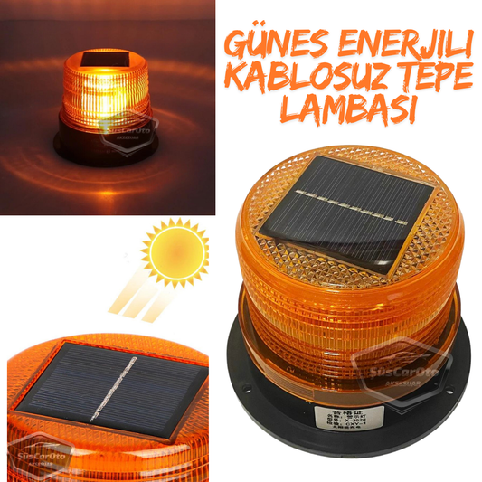Lámpara de techo estroboscópica magnética solar redonda, tipo Off Road, para ambulancia, bomberos, rescate, baliza estroboscópica, impermeable, naranja, inalámbrica