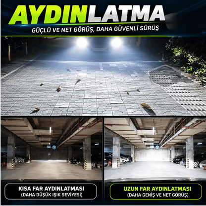 H11 Lazer Mercekli Far Ampulü Ufuk Çizgili Otomobil Araç Motosiklet Uyumlu Profesyonel Mini Projektör LED Beyaz Led Xenon Lamba 8200LM Şimşek Etkili Uzun Kısa 2 Adet 9/32v 70W