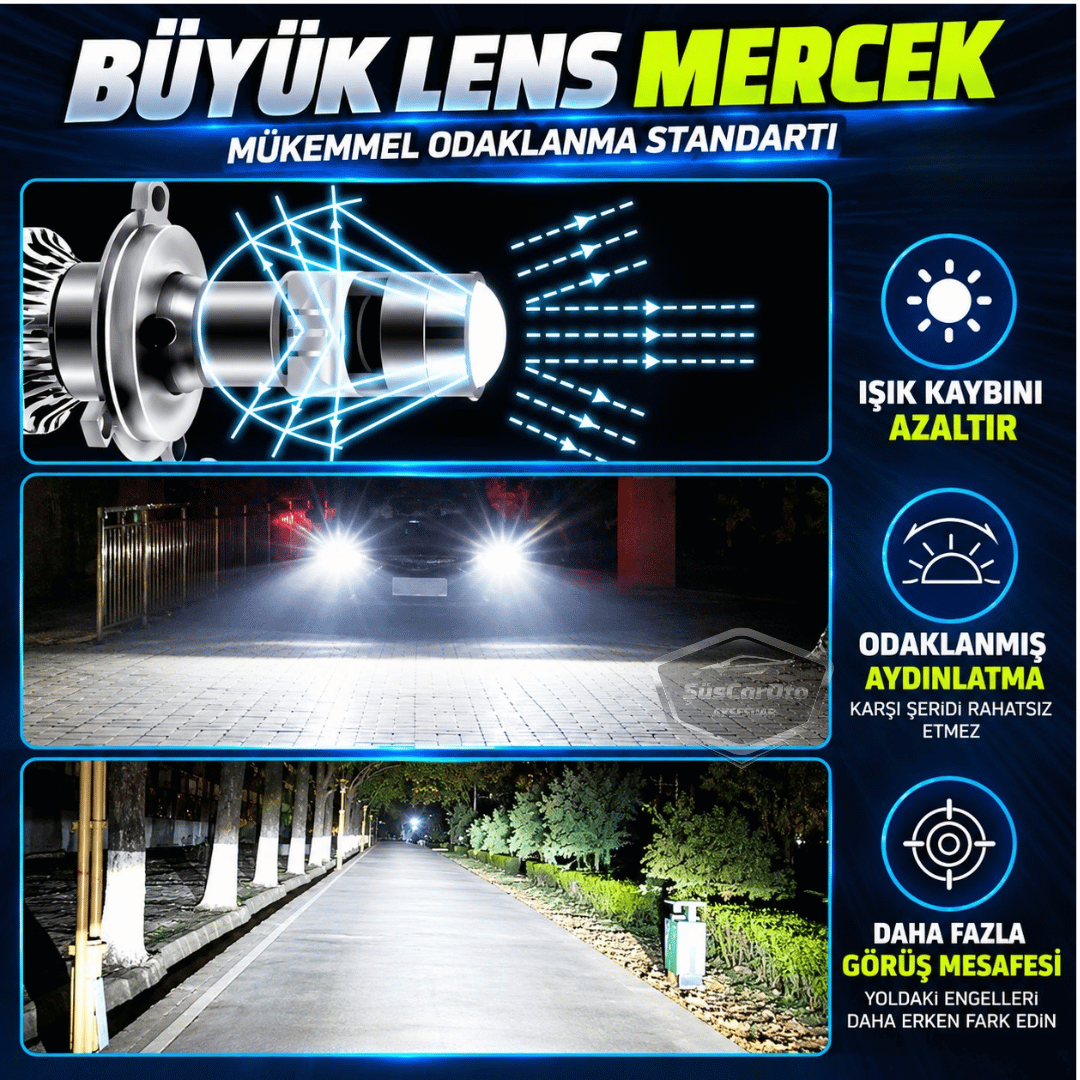 H4 Lazer Mercekli Far Ampulü Ufuk Çizgili Otomobil Araç Motosiklet Uyumlu Profesyonel Mini Projektör LED Beyaz Led Xenon Lamba 8200LM Şimşek Etkili Uzun Kısa 2 Adet 9/32v 70W