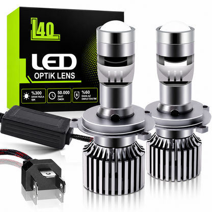 H4 Lazer Mercekli Far Ampulü Ufuk Çizgili Otomobil Araç Motosiklet Uyumlu Profesyonel Mini Projektör LED Beyaz Led Xenon Lamba 8200LM Şimşek Etkili Uzun Kısa 2 Adet 9/32v 70W