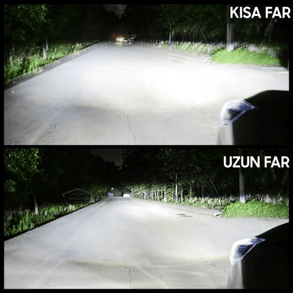 H4 Lazer Mercekli Far Ampulü Ufuk Çizgili Otomobil Araç Motosiklet Uyumlu Profesyonel Mini Projektör LED Beyaz Led Xenon Lamba Şimşek Etkili Uzun Kısa 2 Adet 9/36v