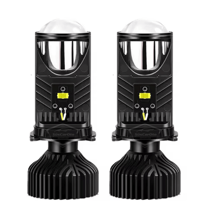 H4 Lazer Mercekli Far Ampulü Ufuk Çizgili Otomobil Araç Motosiklet Uyumlu Profesyonel Mini Projektör LED Beyaz Led Xenon Lamba Şimşek Etkili Uzun Kısa 2 Adet 9/36v