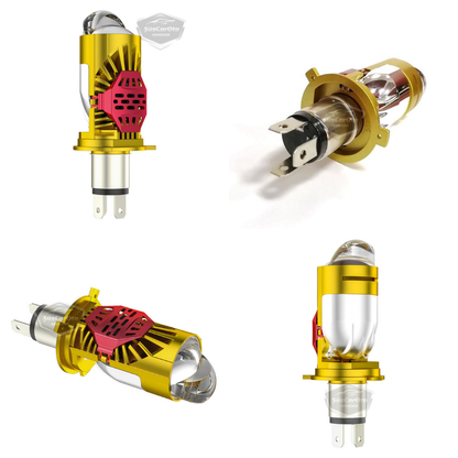 H4 Lazer Mercekli Ufuk Çizgili Far Ampulü Otomobil Araç Motosiklet Uyumlu Profesyonel Mini Projektör LED Beyaz Led Xenon Lamba Şimşek Etkili Uzun Kısa 2 Adet 40w 12/24v