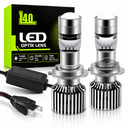 H7 Lazer Mercekli Far Ampulü Ufuk Çizgili Otomobil Araç Motosiklet Uyumlu Profesyonel Mini Projektör LED Beyaz Led Xenon Lamba 8200LM Şimşek Etkili Uzun Kısa 2 Adet 9/32v 70W