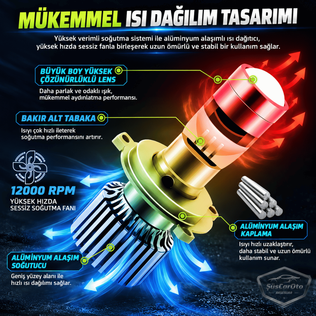 H7 Lazer Mercekli Far Ampulü Ufuk Çizgili Otomobil Araç Motosiklet Uyumlu Profesyonel Mini Projektör LED Beyaz Led Xenon Lamba 8200LM Şimşek Etkili Uzun Kısa 2 Adet 9/32v 70W