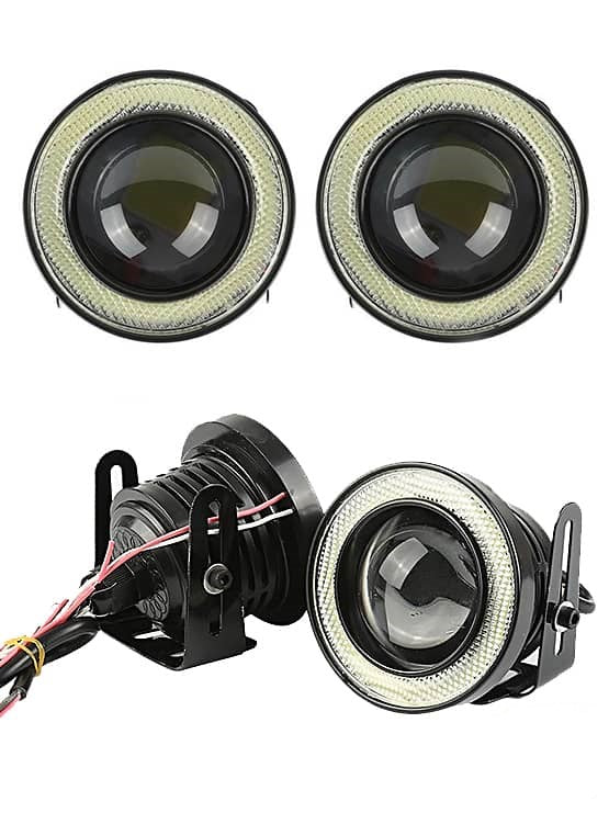 Faro antiniebla universal con lente metálico, impermeable, 89 mm, ojo de ángel azul hielo