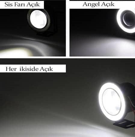 Faro antiniebla Ángel con lentes universales, metálico, impermeable, 76 mm, con aros de ojos de ángel rojos
