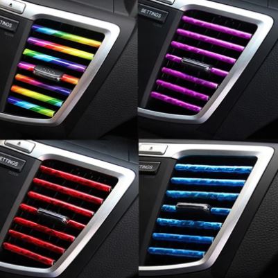 Conjunto de tiras decorativas para rejilla de ventilación del aire acondicionado interior del coche