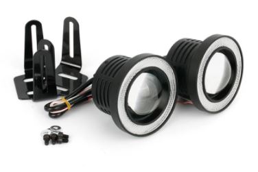 Faros antiniebla universales con ojos de ángel, anillados y con lente, de metal, impermeables, 76-89 mm, Angel Eyes