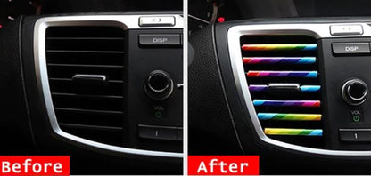 Conjunto de tiras decorativas para rejilla de ventilación del aire acondicionado interior del coche