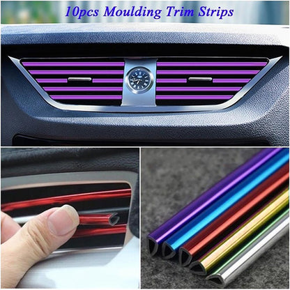 Conjunto de tiras decorativas para rejilla de ventilación del aire acondicionado interior del coche