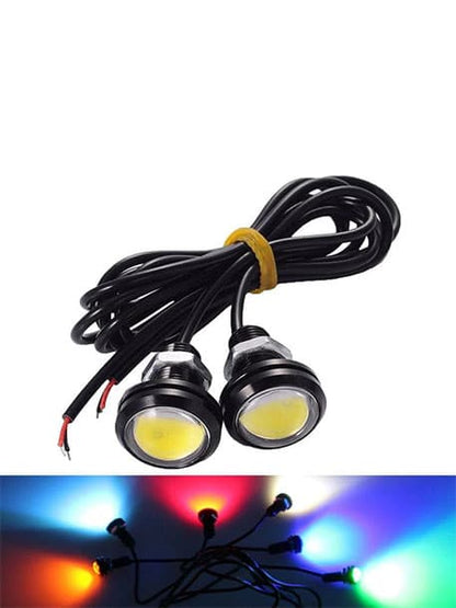 Par de luces LED de ojo de águila para debajo del espejo, luz diurna, azul hielo-naranja-blanco