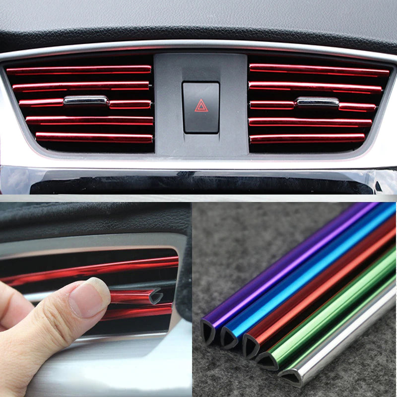 Conjunto de tiras decorativas para rejilla de ventilación del aire acondicionado interior del coche