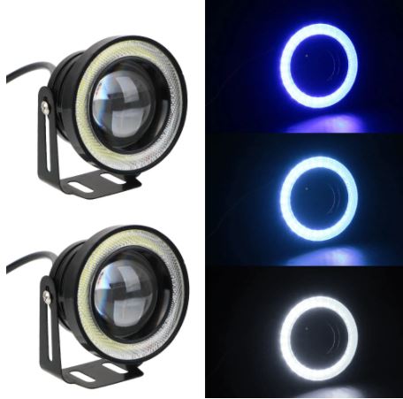 Faros antiniebla universales con ojos de ángel, anillados y con lente, de metal, impermeables, 76-89 mm, Angel Eyes