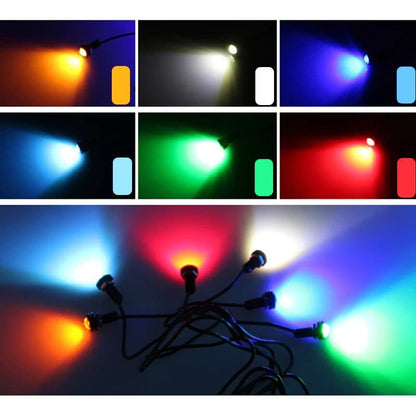 Par de luces LED de ojo de águila para debajo del espejo, luz diurna, azul hielo-naranja-blanco