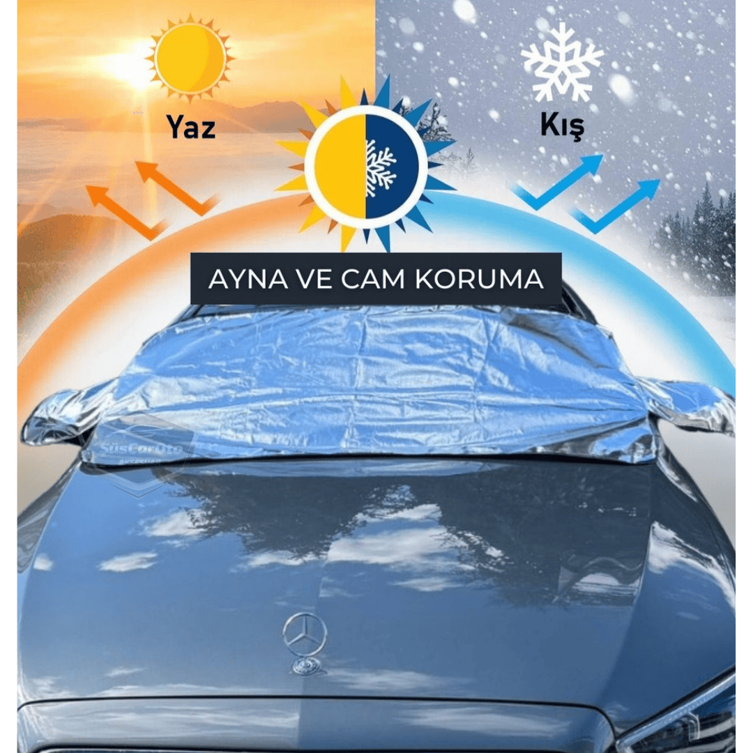 Lona para parabrisas adecuada para todos los vehículos, tienda de campaña con espejo, anticongelante y protector para cristales de coche, lona de nieve, anticongelante, impermeable, 155 x 90 cm, KTA NKT824