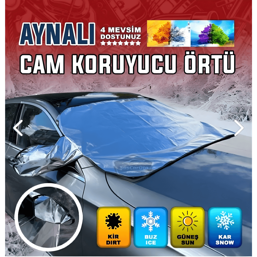 Lona para parabrisas adecuada para todos los vehículos, tienda de campaña con espejo, anticongelante y protector para cristales de coche, lona de nieve, anticongelante, impermeable, 155 x 90 cm, KTA NKT824