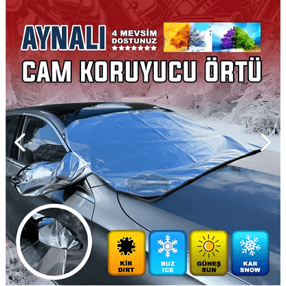 Lona para parabrisas adecuada para todos los vehículos, tienda de campaña con espejo, anticongelante y protector para cristales de coche, lona de nieve, anticongelante, impermeable, 155 x 90 cm, KTA NKT824