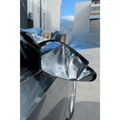 Lona para parabrisas adecuada para todos los vehículos, tienda de campaña con espejo, anticongelante y protector para cristales de coche, lona de nieve, anticongelante, impermeable, 155 x 90 cm, KTA NKT824