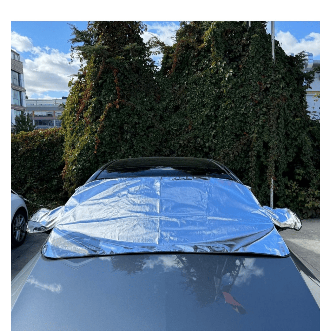 Lona para parabrisas adecuada para todos los vehículos, tienda de campaña con espejo, anticongelante y protector para cristales de coche, lona de nieve, anticongelante, impermeable, 155 x 90 cm, KTA NKT824