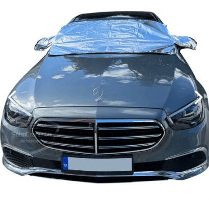 Lona para parabrisas adecuada para todos los vehículos, tienda de campaña con espejo, anticongelante y protector para cristales de coche, lona de nieve, anticongelante, impermeable, 155 x 90 cm, KTA NKT824