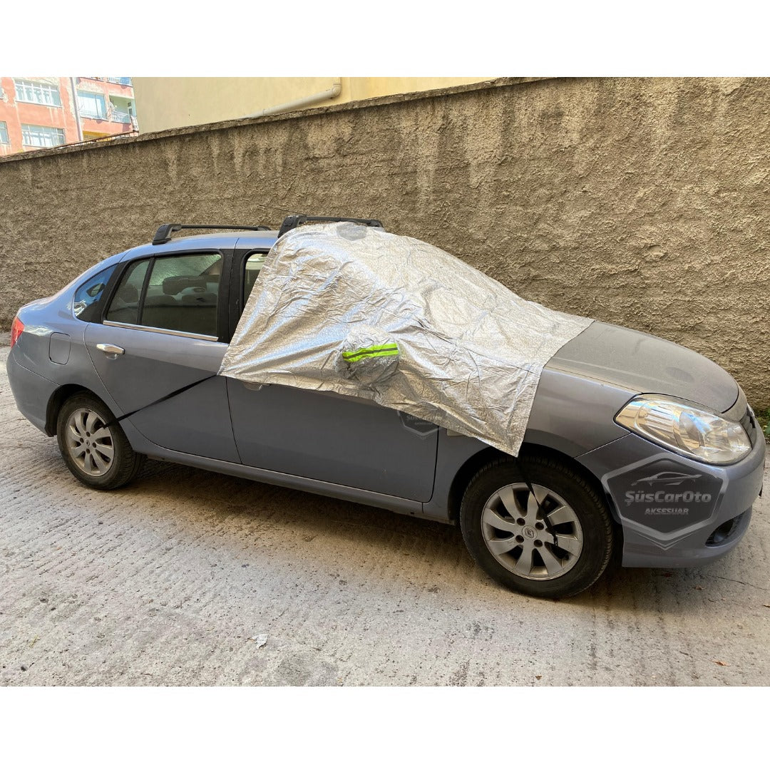 Lona delantera y lateral para todo tipo de vehículos, lona para tienda de campaña que se adapta a los espejos, lona anticongelante y protectora para ventanas de vehículos, cubierta de nieve para ventanas, lona de hielo, parasol impermeable con bolsa roja