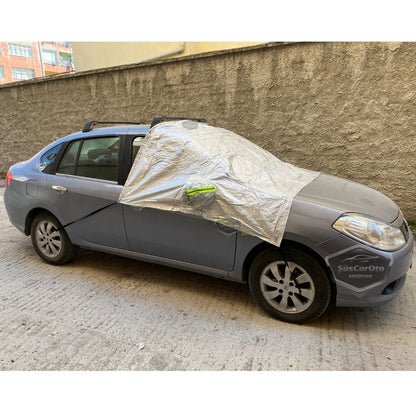 Lona delantera y lateral para todo tipo de vehículos, lona para tienda de campaña que se adapta a los espejos, lona anticongelante y protectora para ventanas de vehículos, cubierta de nieve para ventanas, lona de hielo, parasol impermeable con bolsa roja